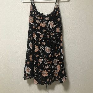Mini dress black with pink floral